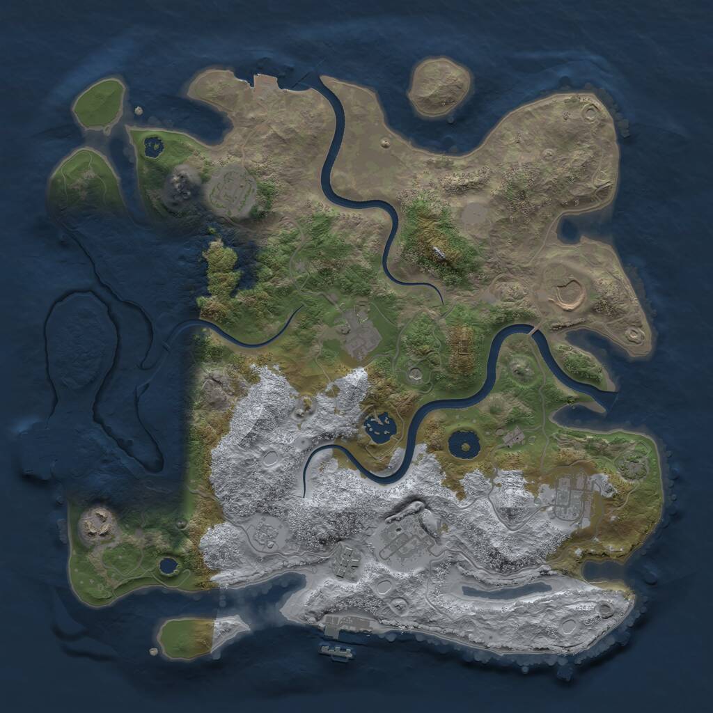 Rust Map: Procedural Map, Size: 3500, Seed: 13799, 14 Monuments