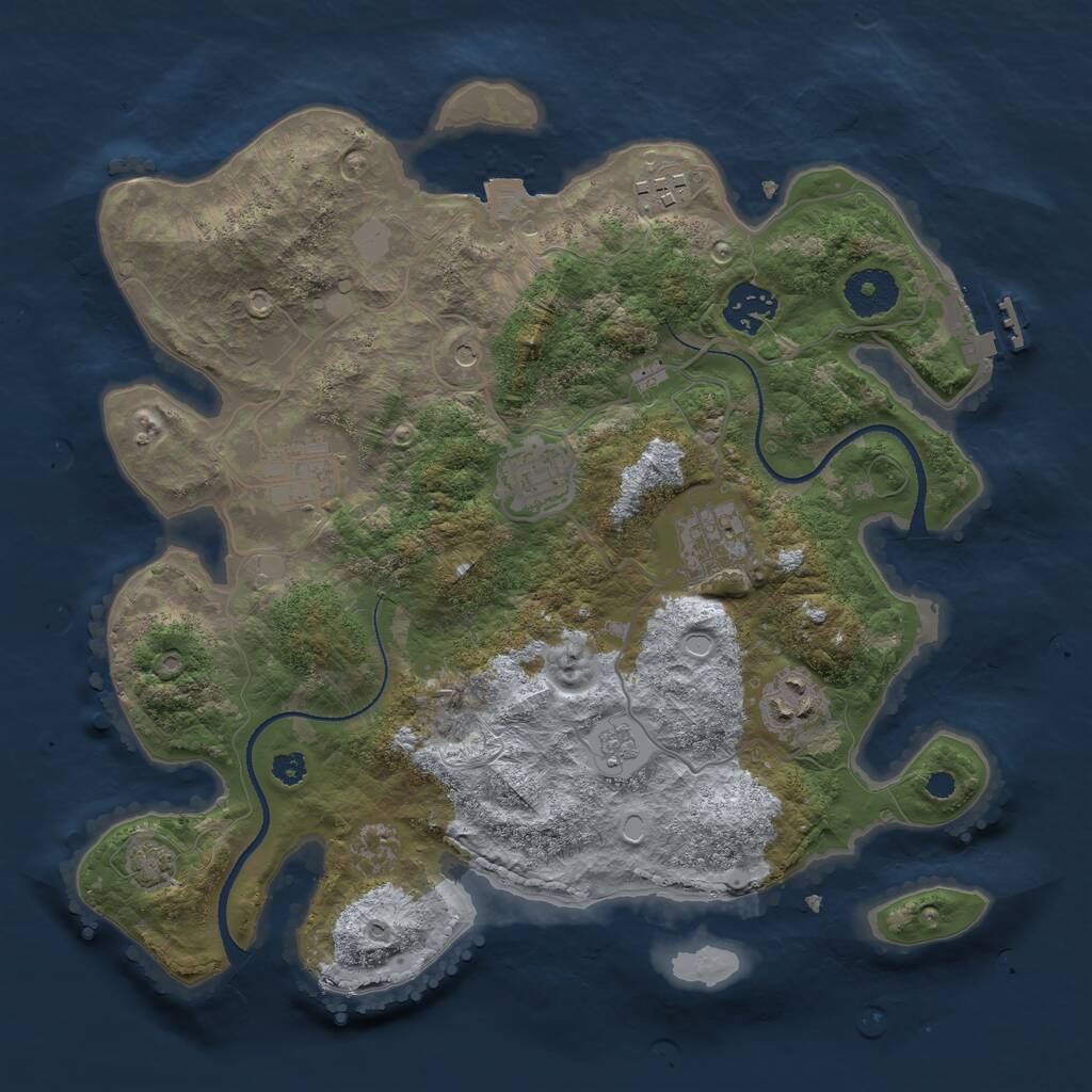Rust Map: Procedural Map, Size: 3250, Seed: 3251407, 11 Monuments