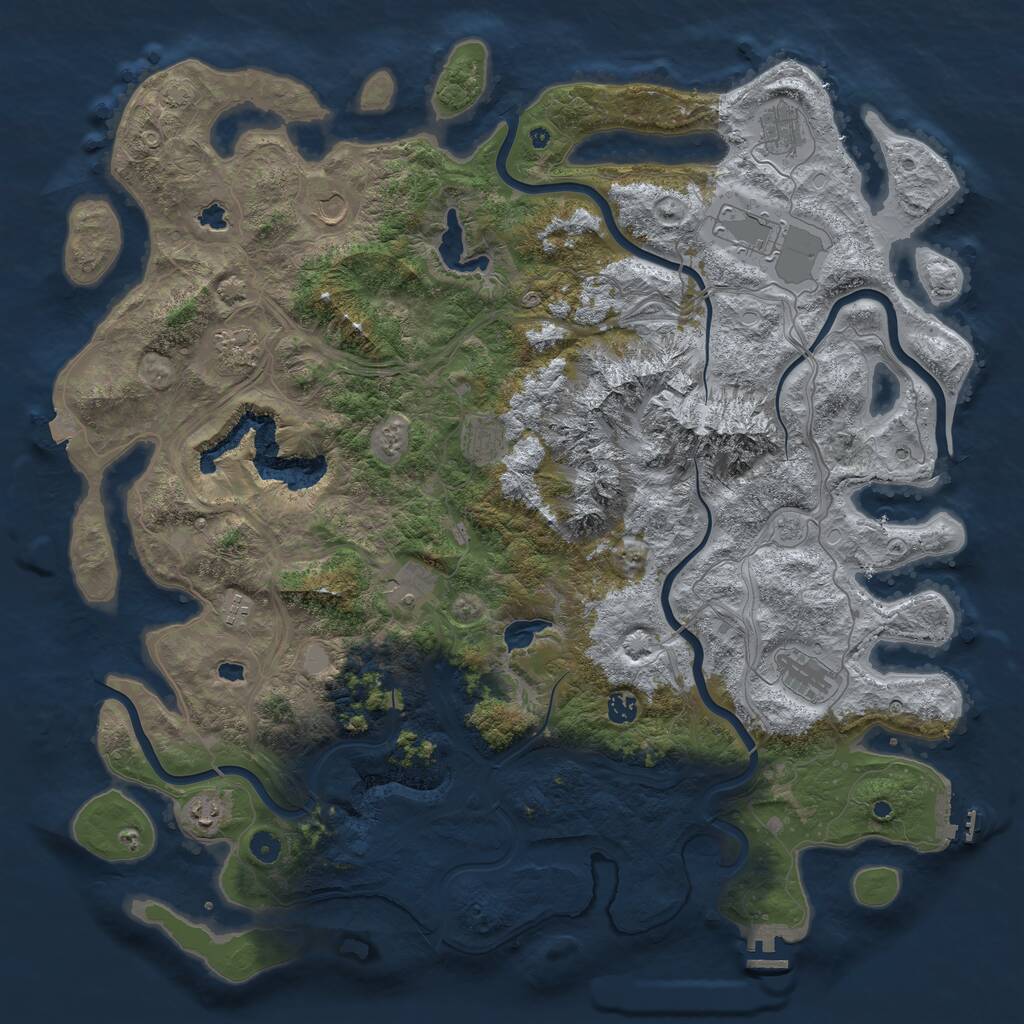 Rust Map: Procedural Map, Size: 5000, Seed: 84932, 16 Monuments