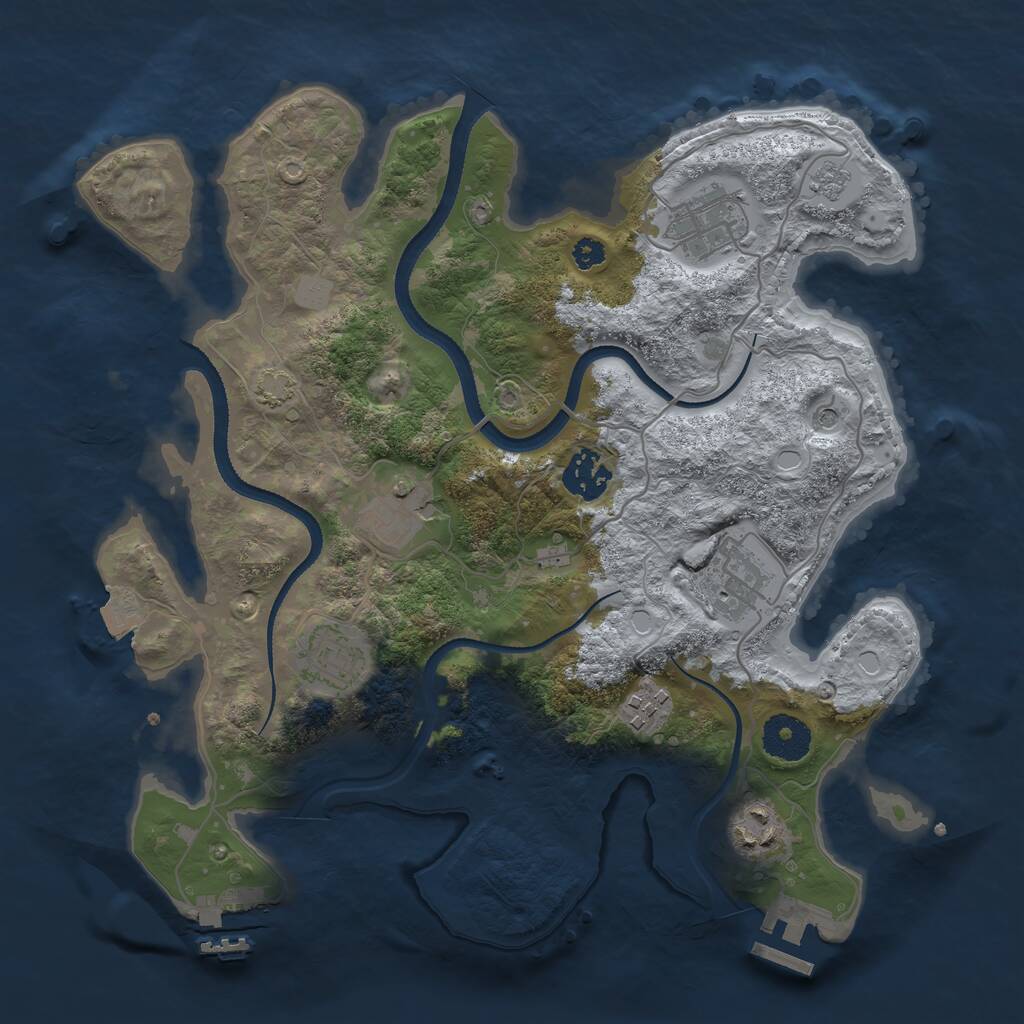 Rust Map: Procedural Map, Size: 3250, Seed: 2638673, 13 Monuments