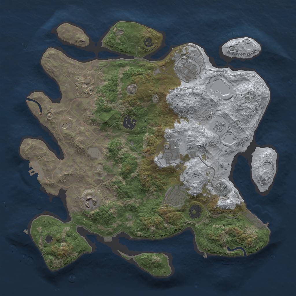 Rust Map: Procedural Map, Size: 3250, Seed: 437040, 16 Monuments