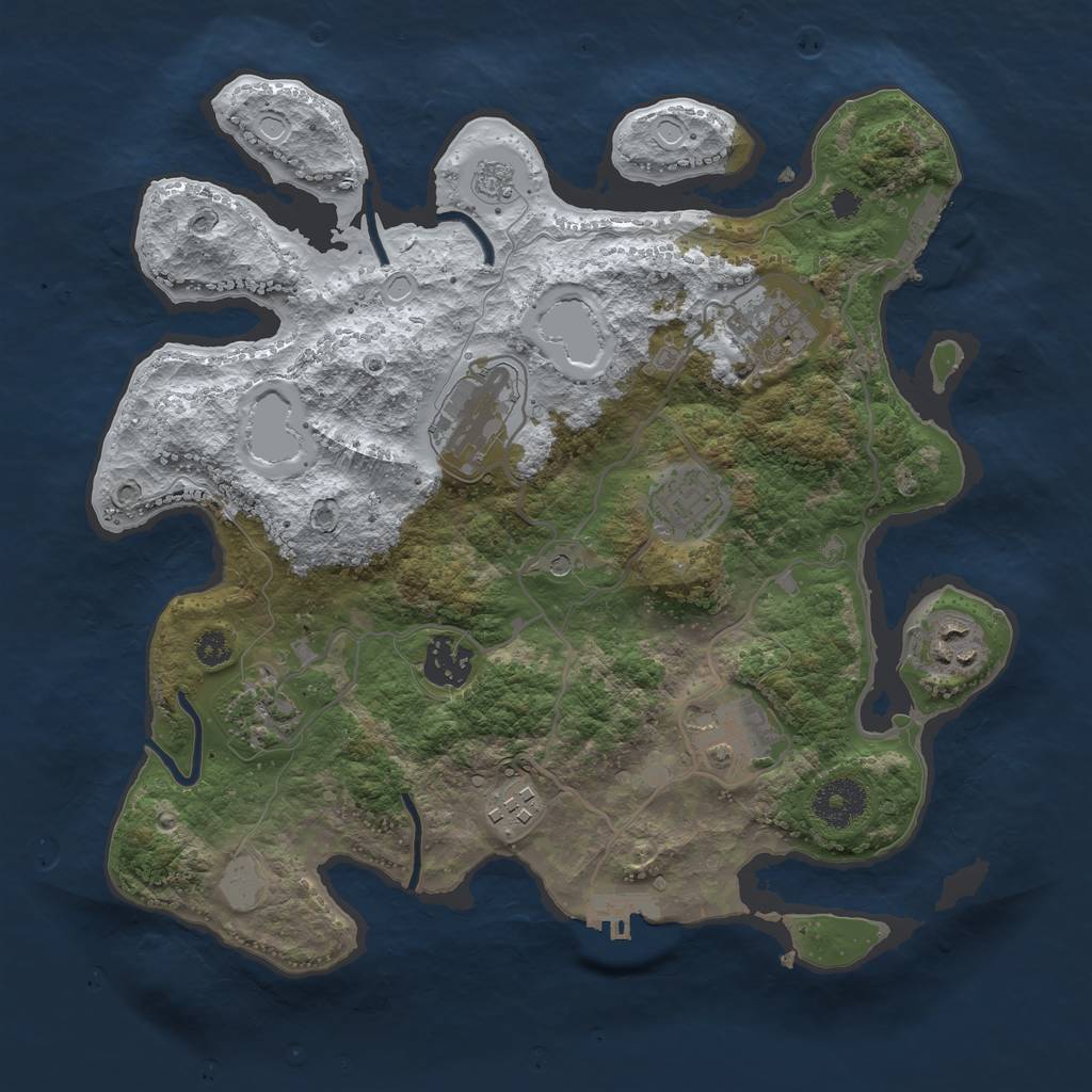 Rust Map: Procedural Map, Size: 3250, Seed: 1666255, 17 Monuments