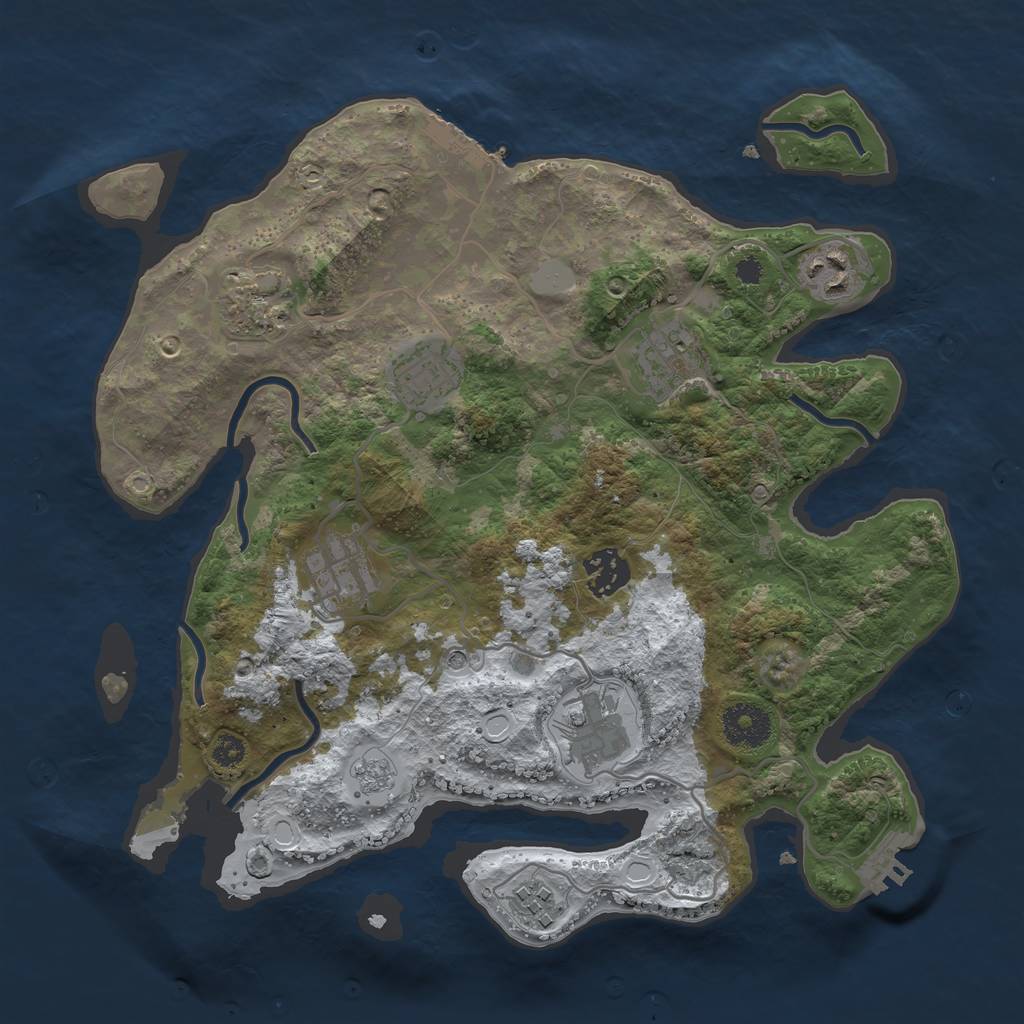 Rust Map: Procedural Map, Size: 3250, Seed: 4184076, 17 Monuments