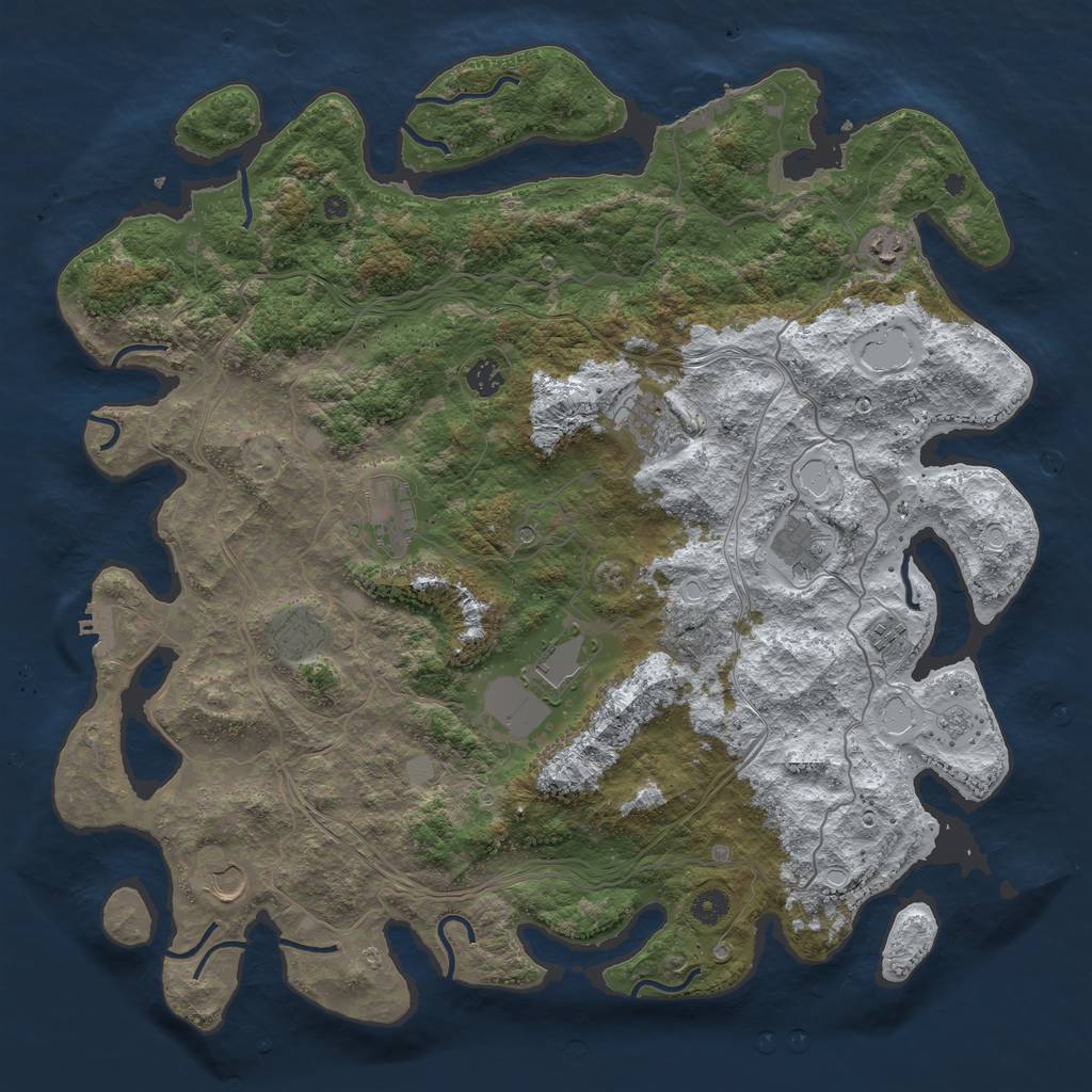 Rust Map: Procedural Map, Size: 4500, Seed: 2354586, 18 Monuments