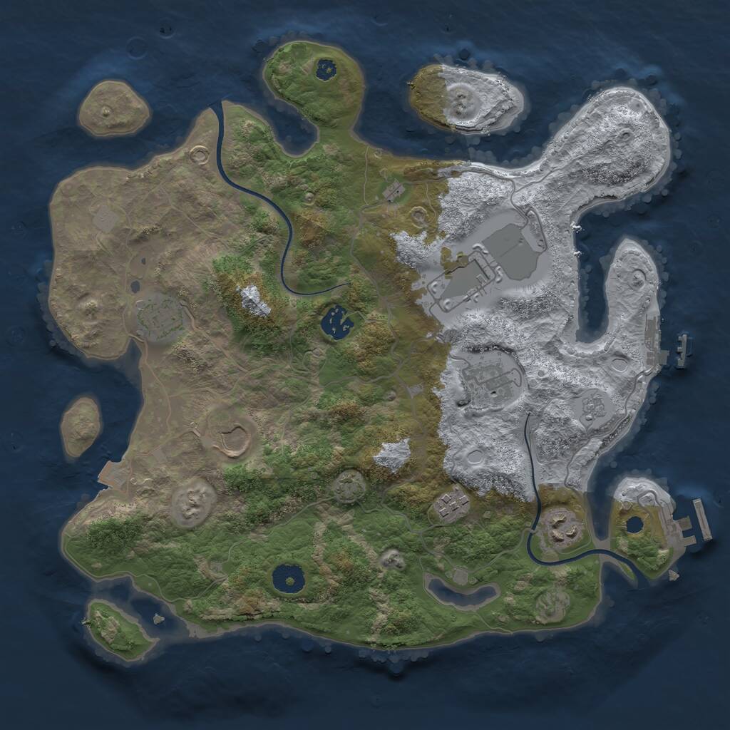 Rust Map: Procedural Map, Size: 3500, Seed: 157283, 12 Monuments