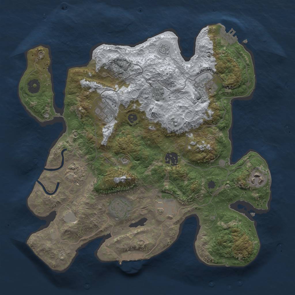 Rust Map: Procedural Map, Size: 3250, Seed: 3994121, 17 Monuments