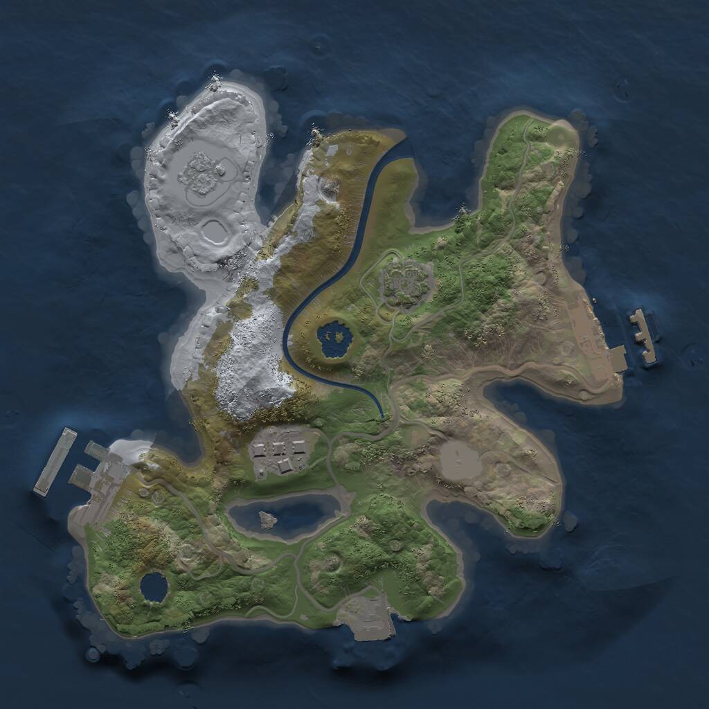 Rust Map: Procedural Map, Size: 2000, Seed: 22848087, 6 Monuments