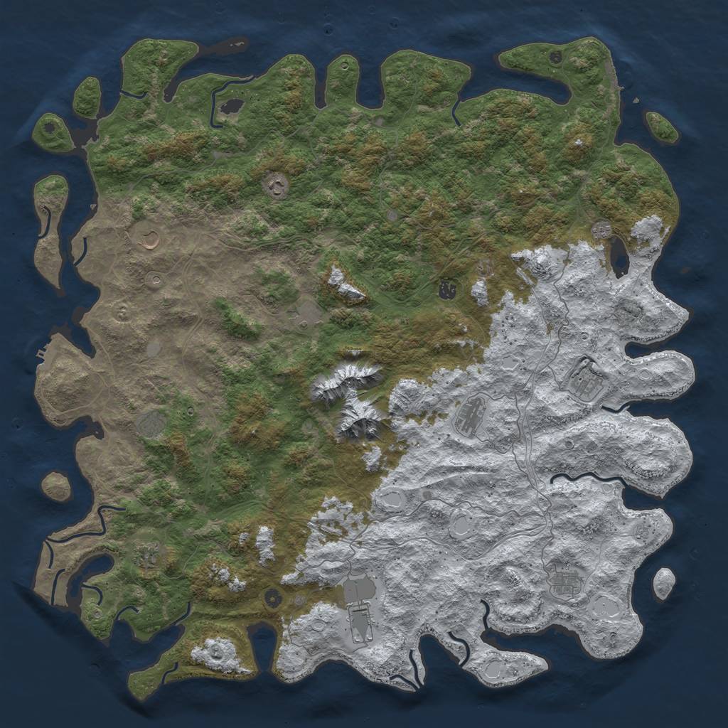 Rust Map: Procedural Map, Size: 6000, Seed: 33674, 20 Monuments