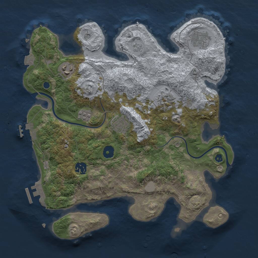 Rust Map: Procedural Map, Size: 3250, Seed: 1383209, 12 Monuments