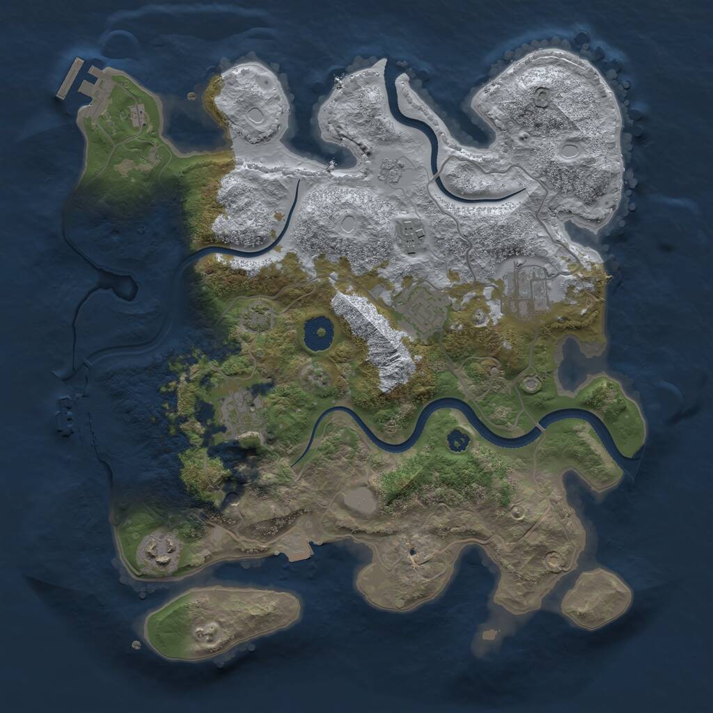 Rust Map: Procedural Map, Size: 3250, Seed: 1383209, 11 Monuments