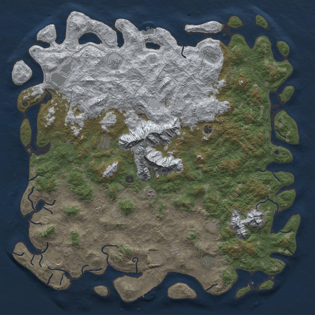 Rust Map: Procedural Map, Size: 6000, Seed: 296841, 20 Monuments