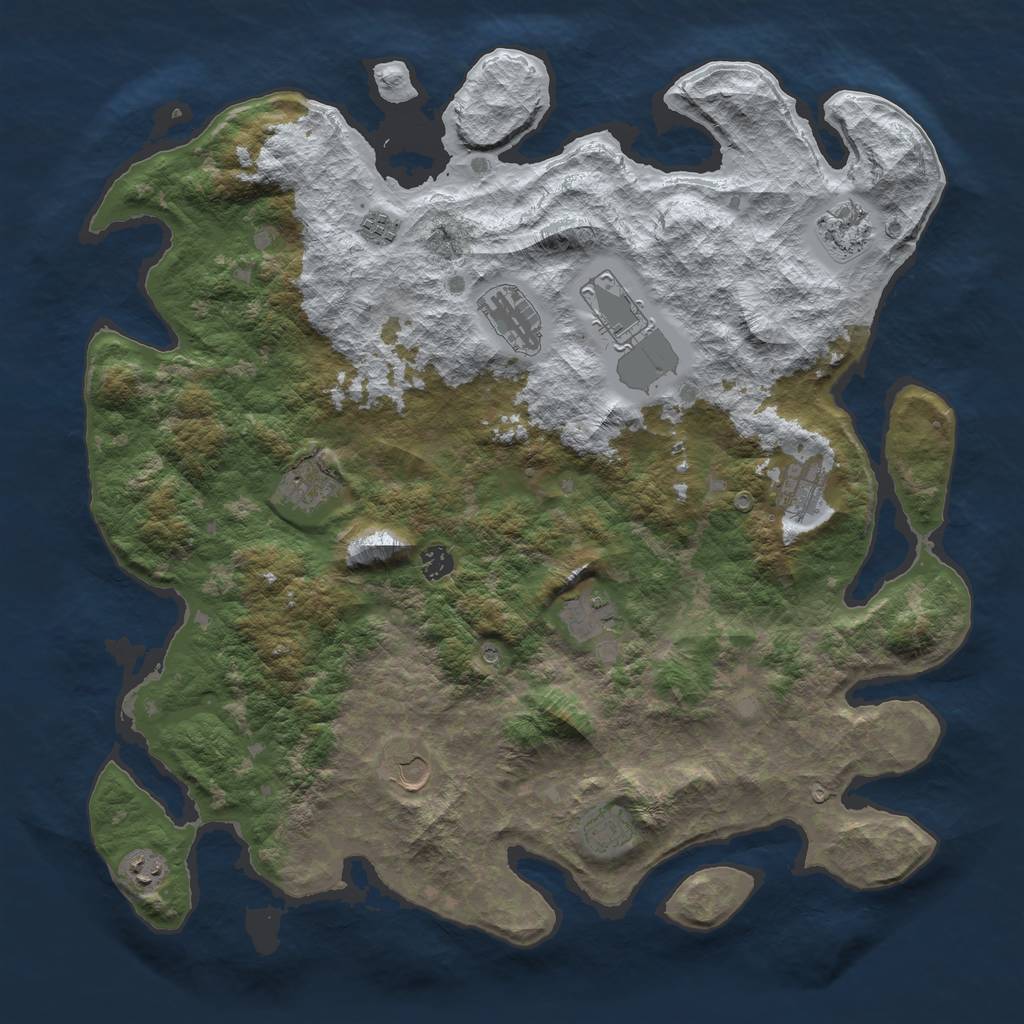 Rust Map: Barren, Size: 4500, Seed: 3194411, 14 Monuments