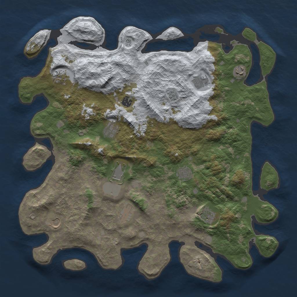 Rust Map: Barren, Size: 4500, Seed: 958660, 14 Monuments