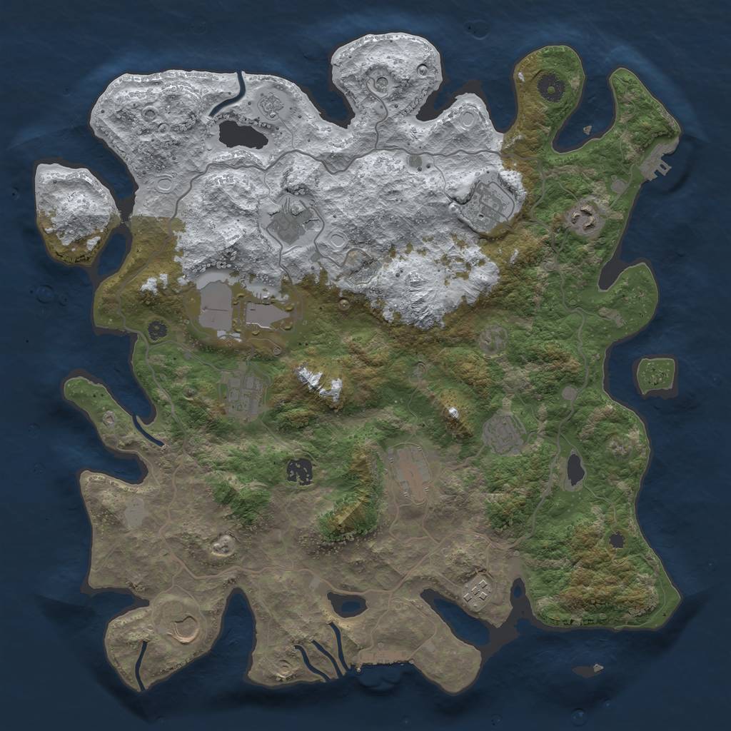 Rust Map: Procedural Map, Size: 4000, Seed: 157607550, 19 Monuments