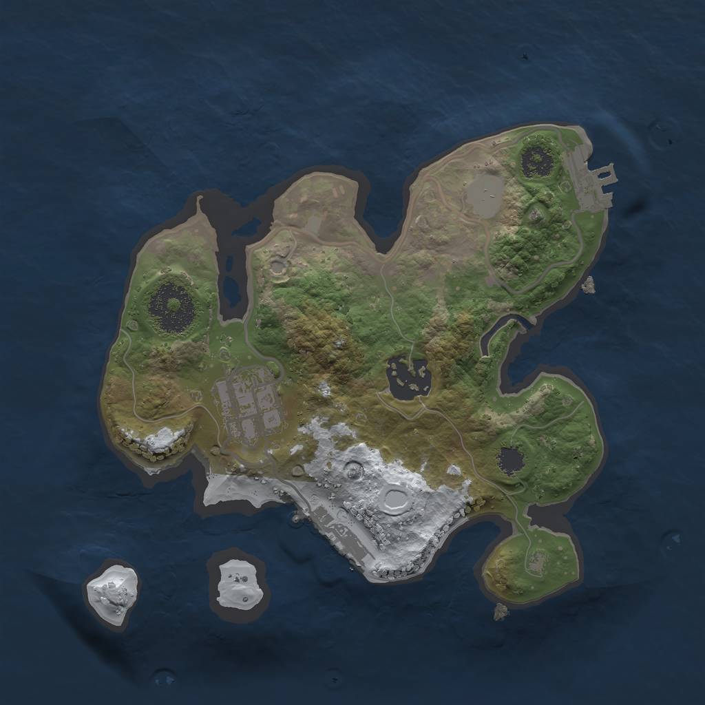 Rust Map: Procedural Map, Size: 2250, Seed: 1909612546, 9 Monuments