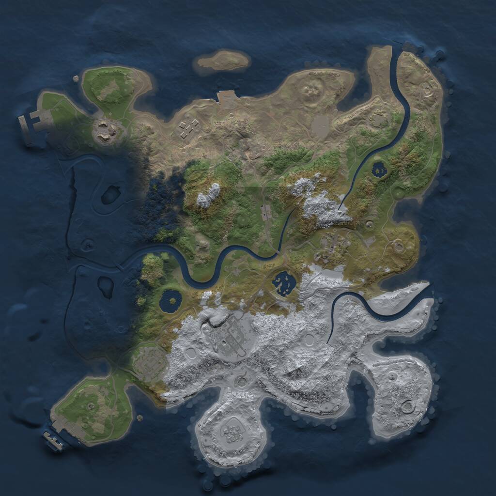 Rust Map: Procedural Map, Size: 3250, Seed: 3880644, 12 Monuments