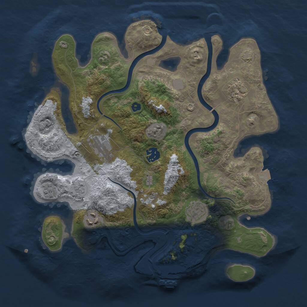 Rust Map: Procedural Map, Size: 3250, Seed: 2983097, 11 Monuments