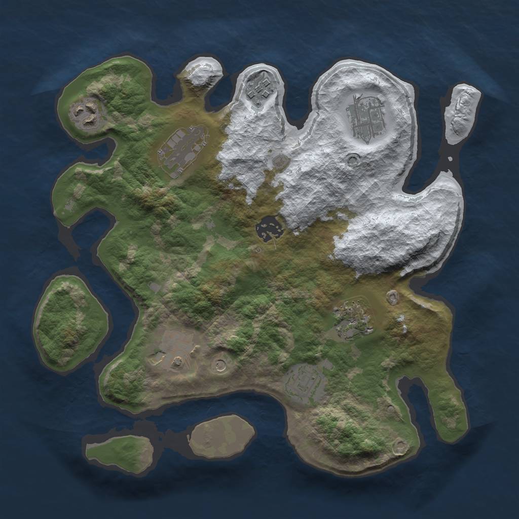Rust Map: Barren, Size: 3000, Seed: 1001029649, 11 Monuments