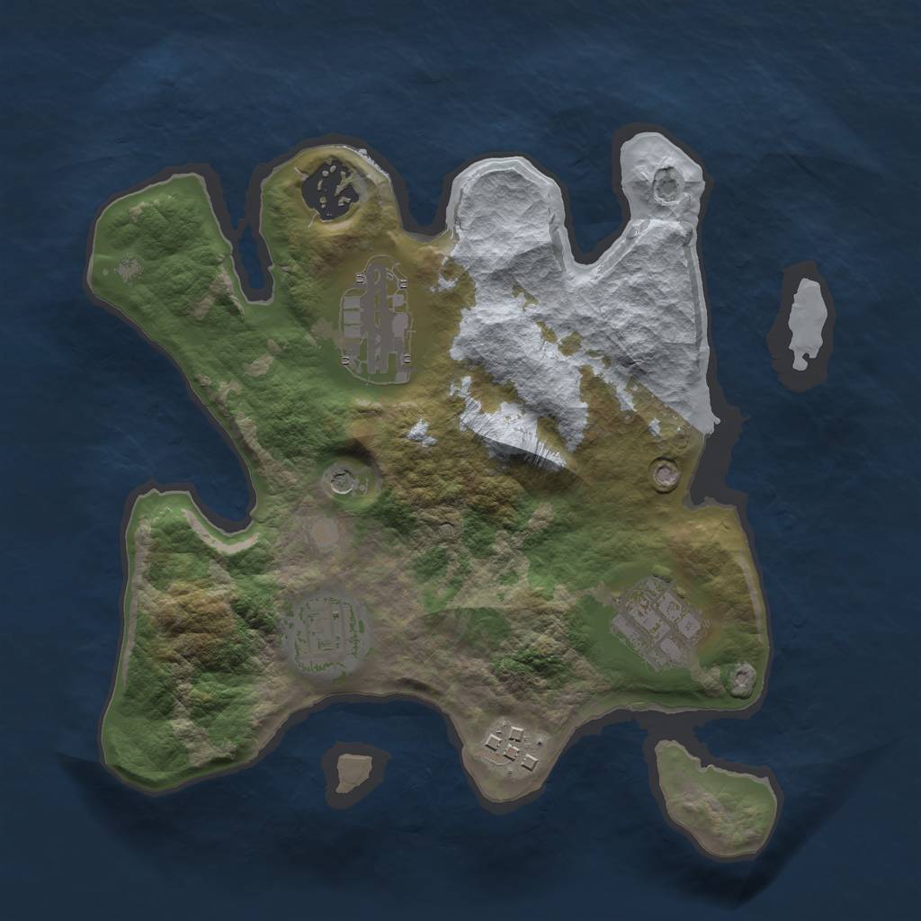 Rust Map: Barren, Size: 2500, Seed: 891343, 8 Monuments