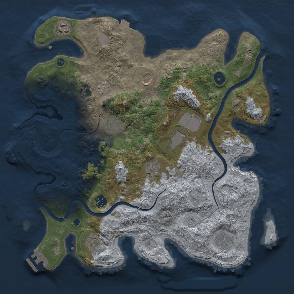 Rust Map: Procedural Map, Size: 3700, Seed: 1970230432, 15 Monuments