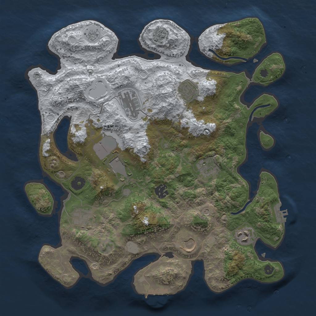 Rust Map: Procedural Map, Size: 3500, Seed: 504770368, 18 Monuments