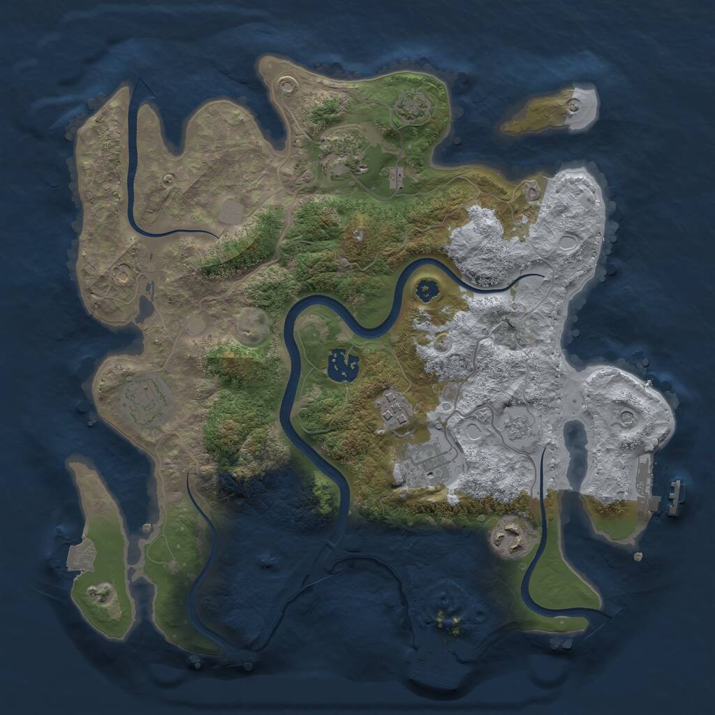 Rust Map: Procedural Map, Size: 3250, Seed: 420555, 12 Monuments