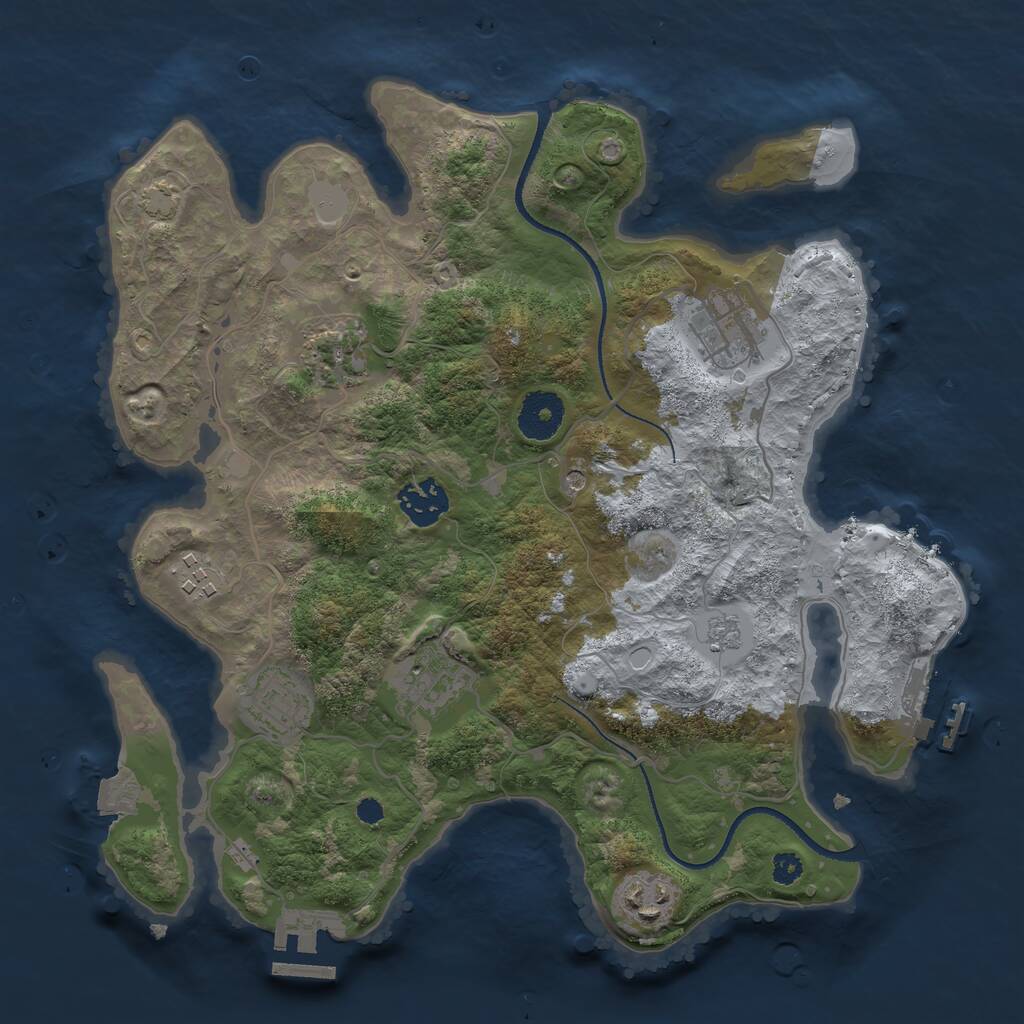 Rust Map: Procedural Map, Size: 3250, Seed: 420555, 13 Monuments