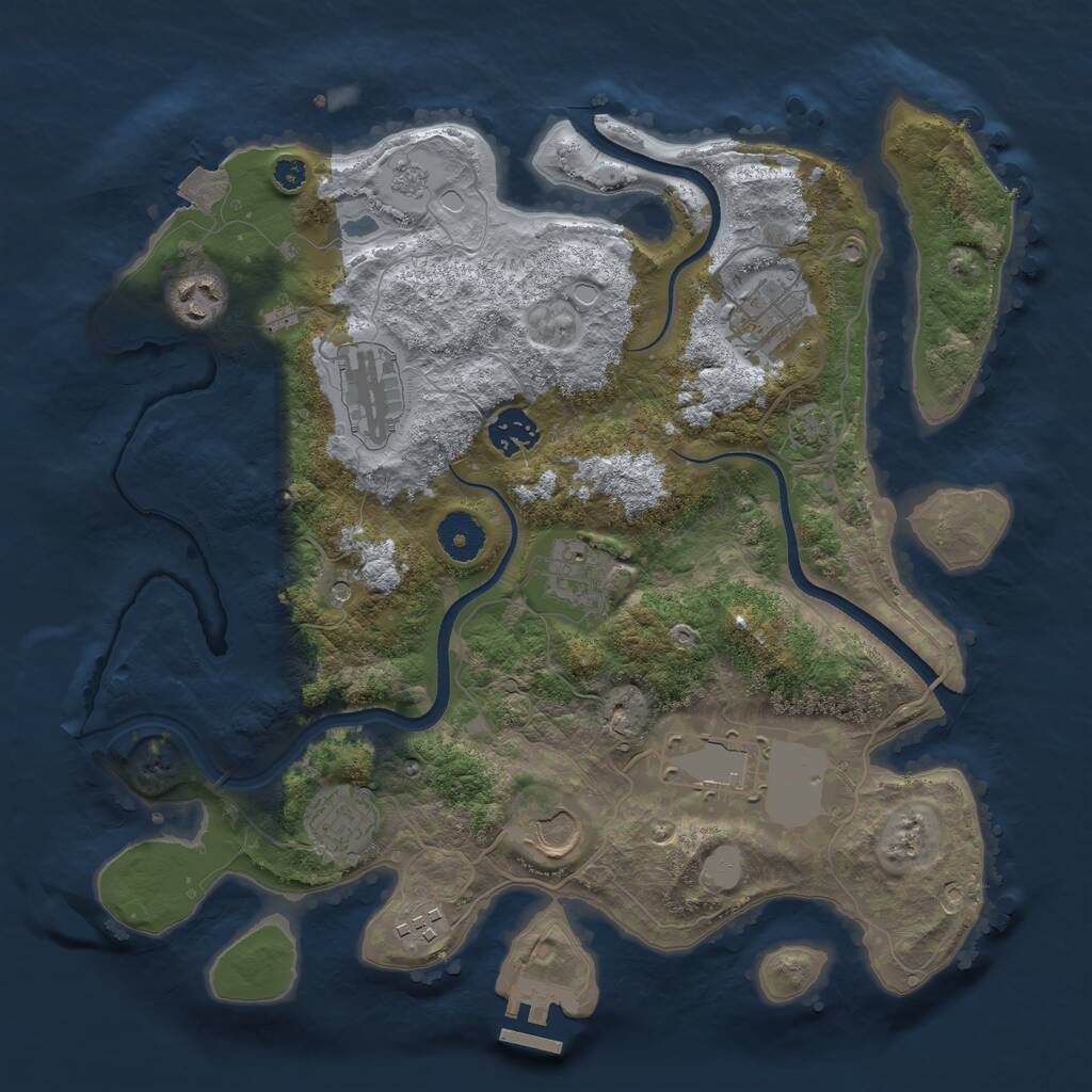 Rust Map: Procedural Map, Size: 3500, Seed: 93321277, 14 Monuments