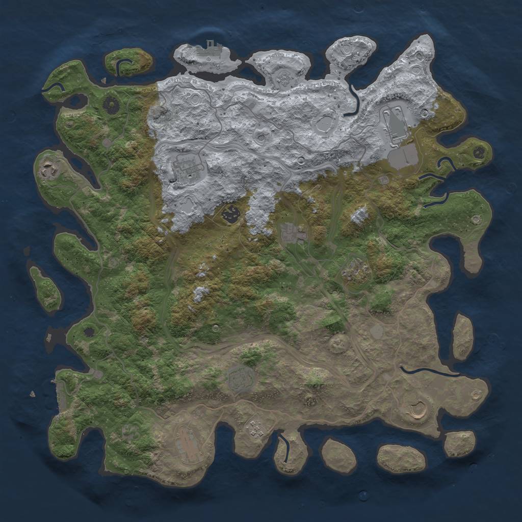 Rust Map: Procedural Map, Size: 4500, Seed: 584853522, 19 Monuments