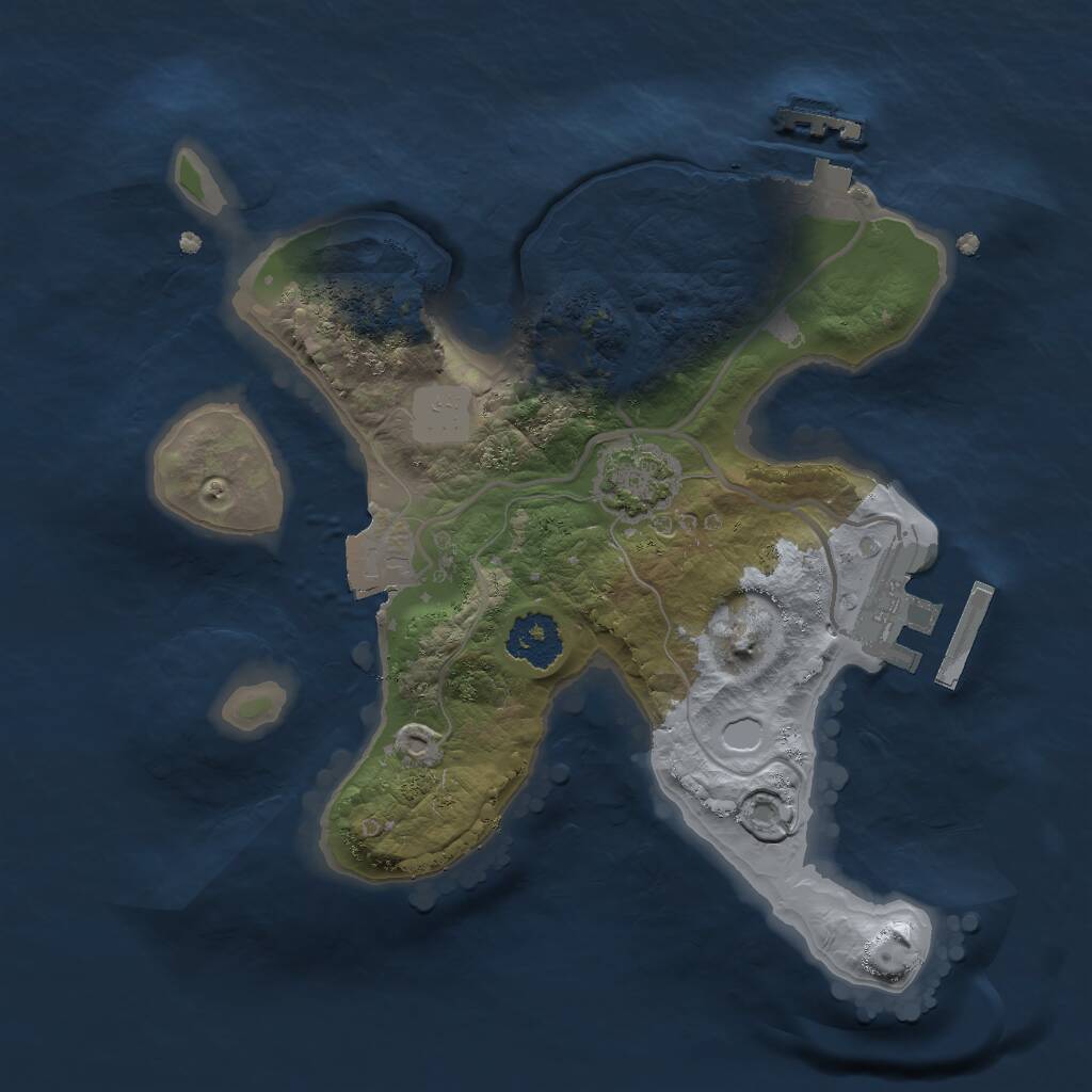 Rust Map: Procedural Map, Size: 2000, Seed: 1738, 4 Monuments
