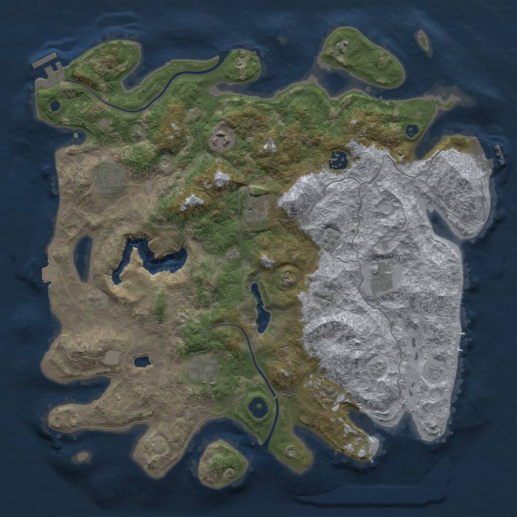 Rust Map: Procedural Map, Size: 4000, Seed: 87656, 14 Monuments