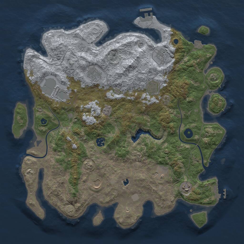 Rust Map: Procedural Map, Size: 4000, Seed: 1657875343, 15 Monuments