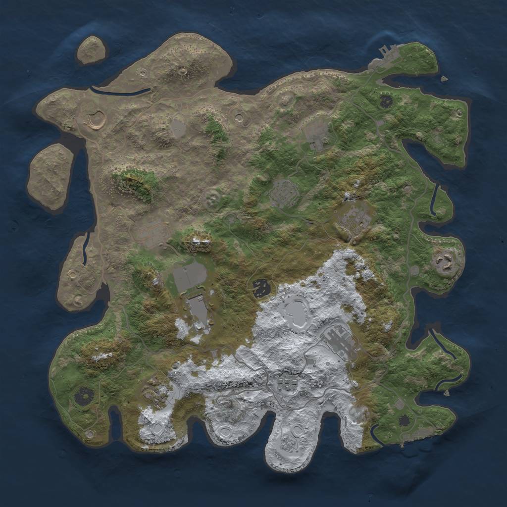 Rust Map: Procedural Map, Size: 4000, Seed: 1690877936, 20 Monuments