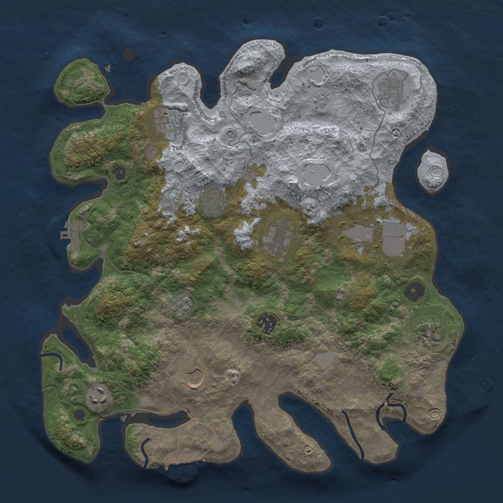 Rust Map: Procedural Map, Size: 3850, Seed: 1885310589, 17 Monuments