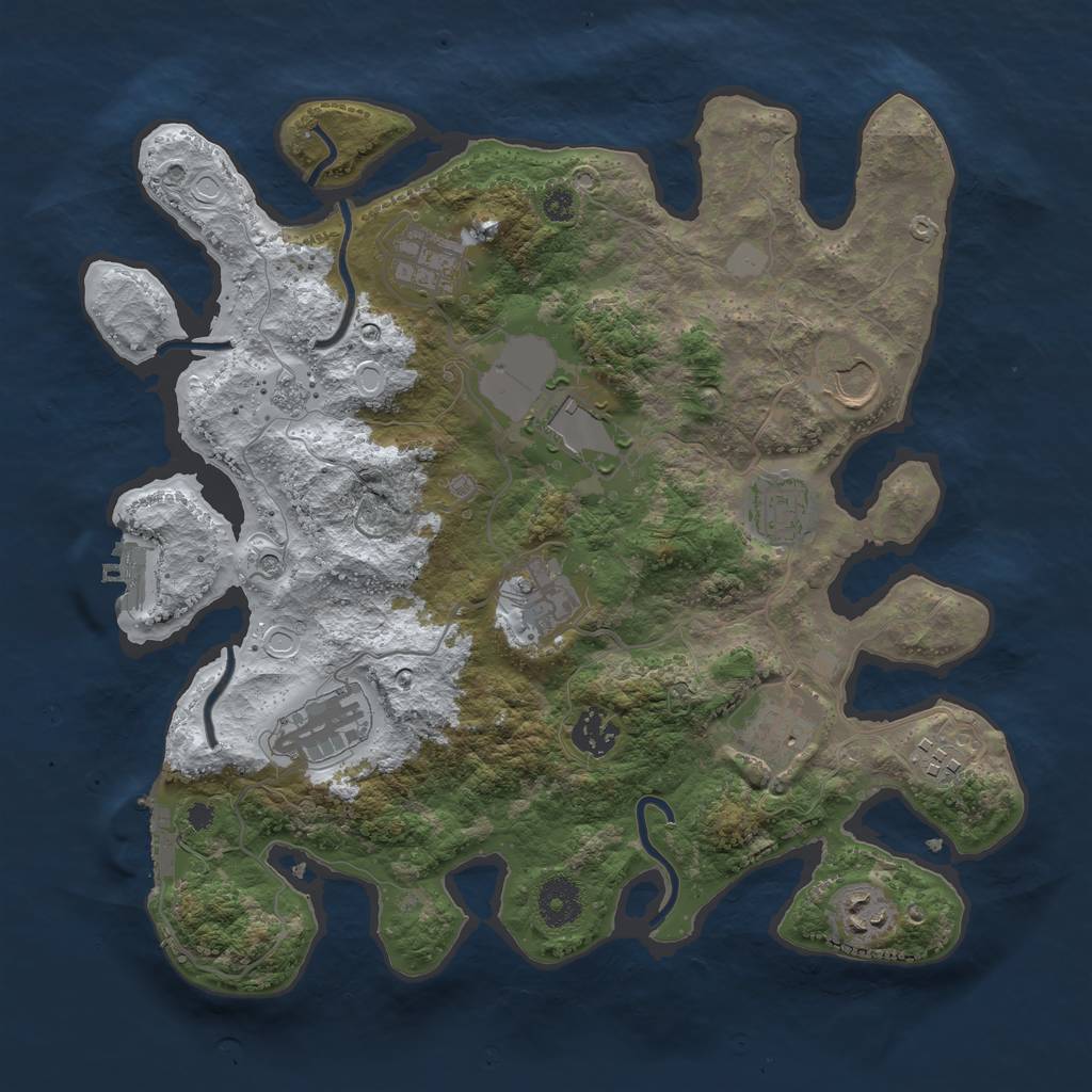 Rust Map: Procedural Map, Size: 3500, Seed: 1097189390, 19 Monuments