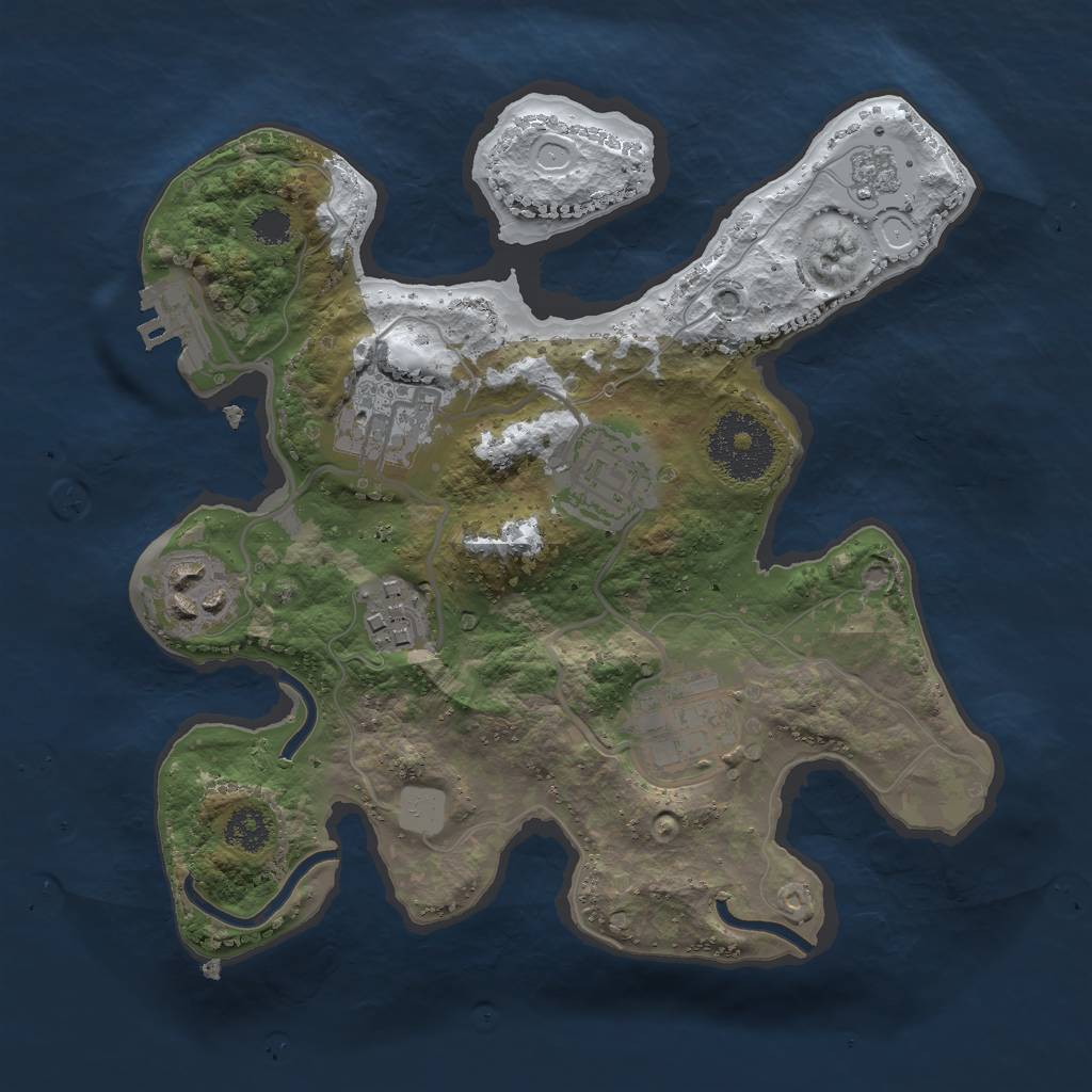 Rust Map: Procedural Map, Size: 2500, Seed: 1776890501, 12 Monuments