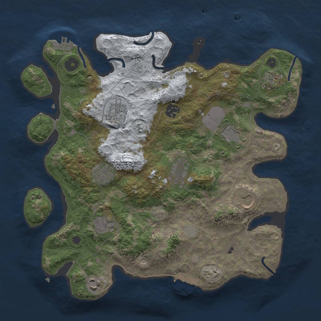 Rust Map: Procedural Map, Size: 3500, Seed: 501038125, 18 Monuments