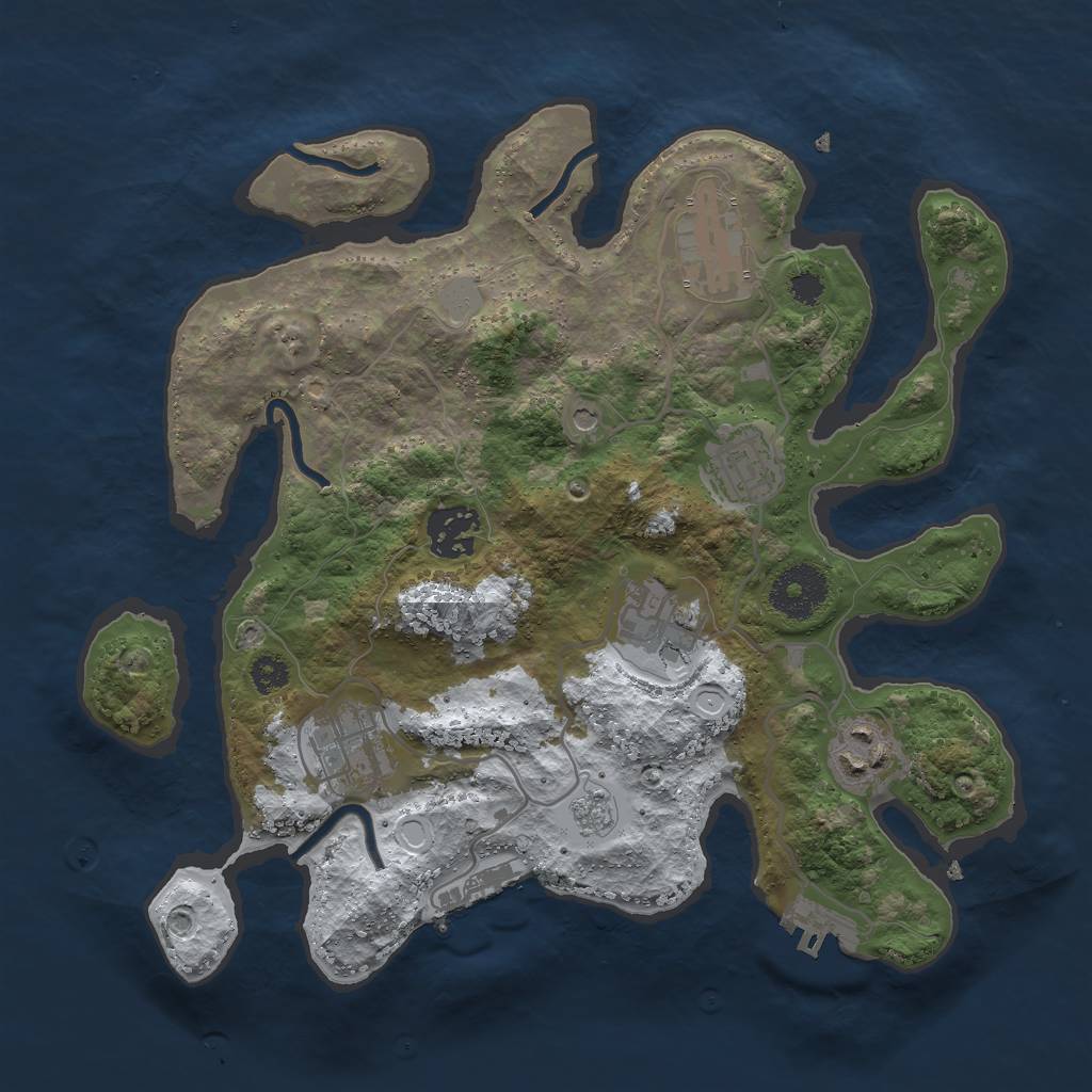 Rust Map: Procedural Map, Size: 3000, Seed: 128017701, 15 Monuments