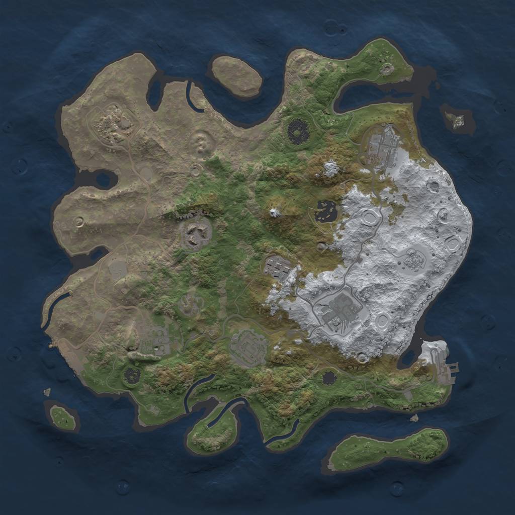 Rust Map: Procedural Map, Size: 3250, Seed: 1211134, 16 Monuments