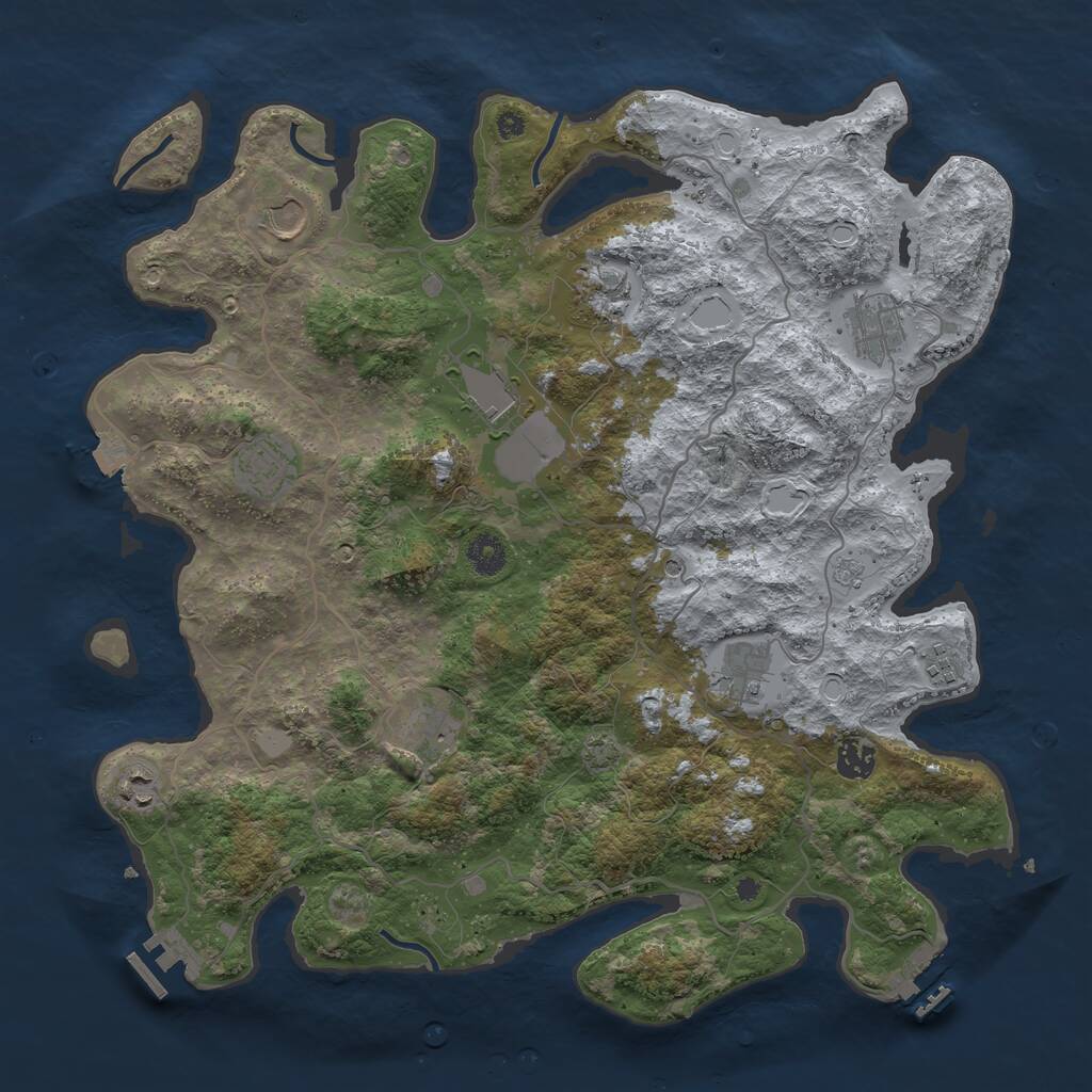Rust Map: Procedural Map, Size: 4050, Seed: 121212121, 16 Monuments