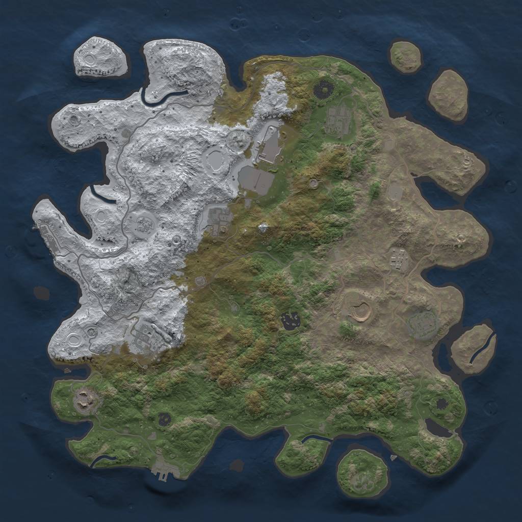 Rust Map: Procedural Map, Size: 4000, Seed: 667802903, 18 Monuments