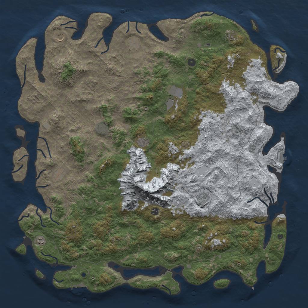 Rust Map: Procedural Map, Size: 6000, Seed: 834617, 20 Monuments
