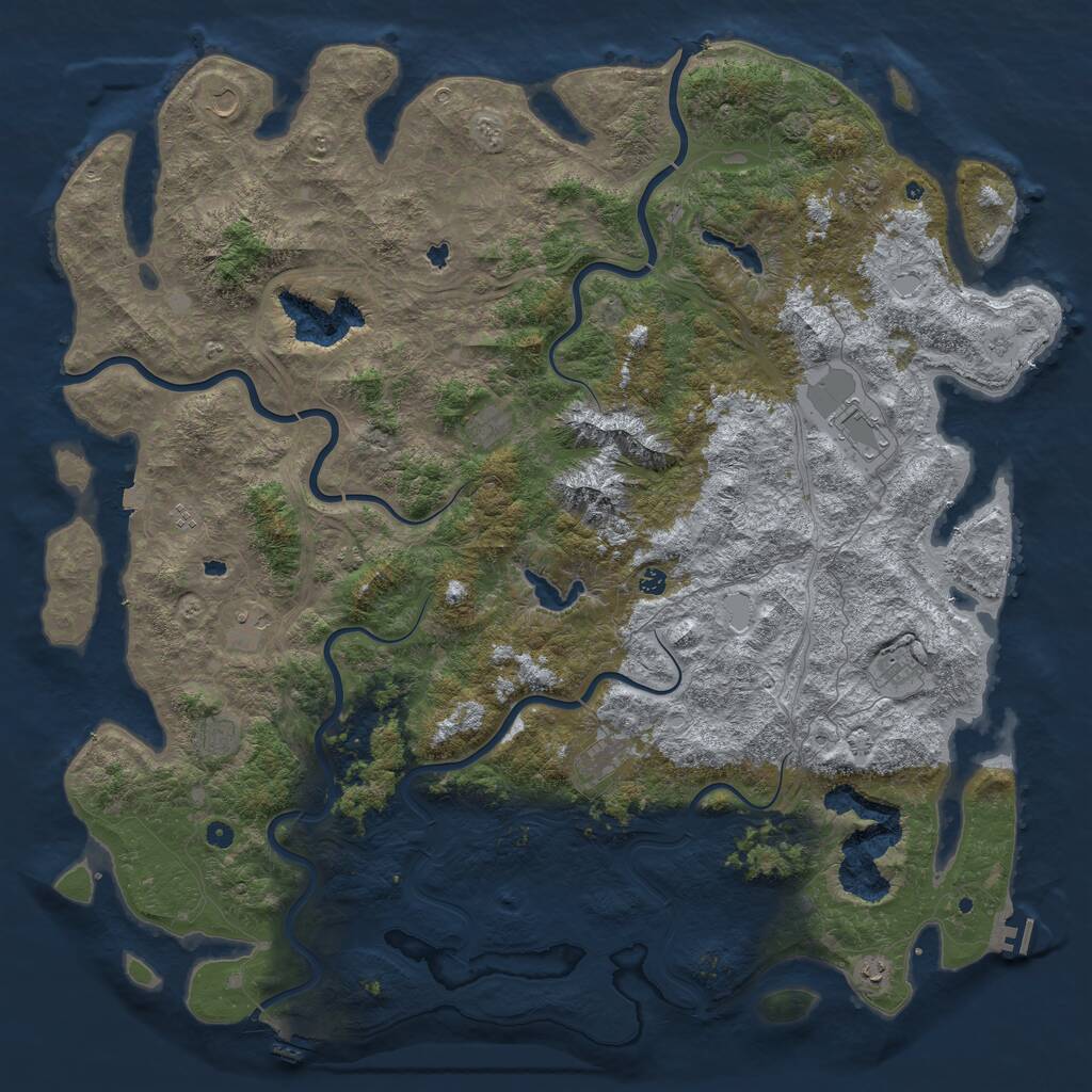 Rust Map: Procedural Map, Size: 6000, Seed: 834617, 17 Monuments