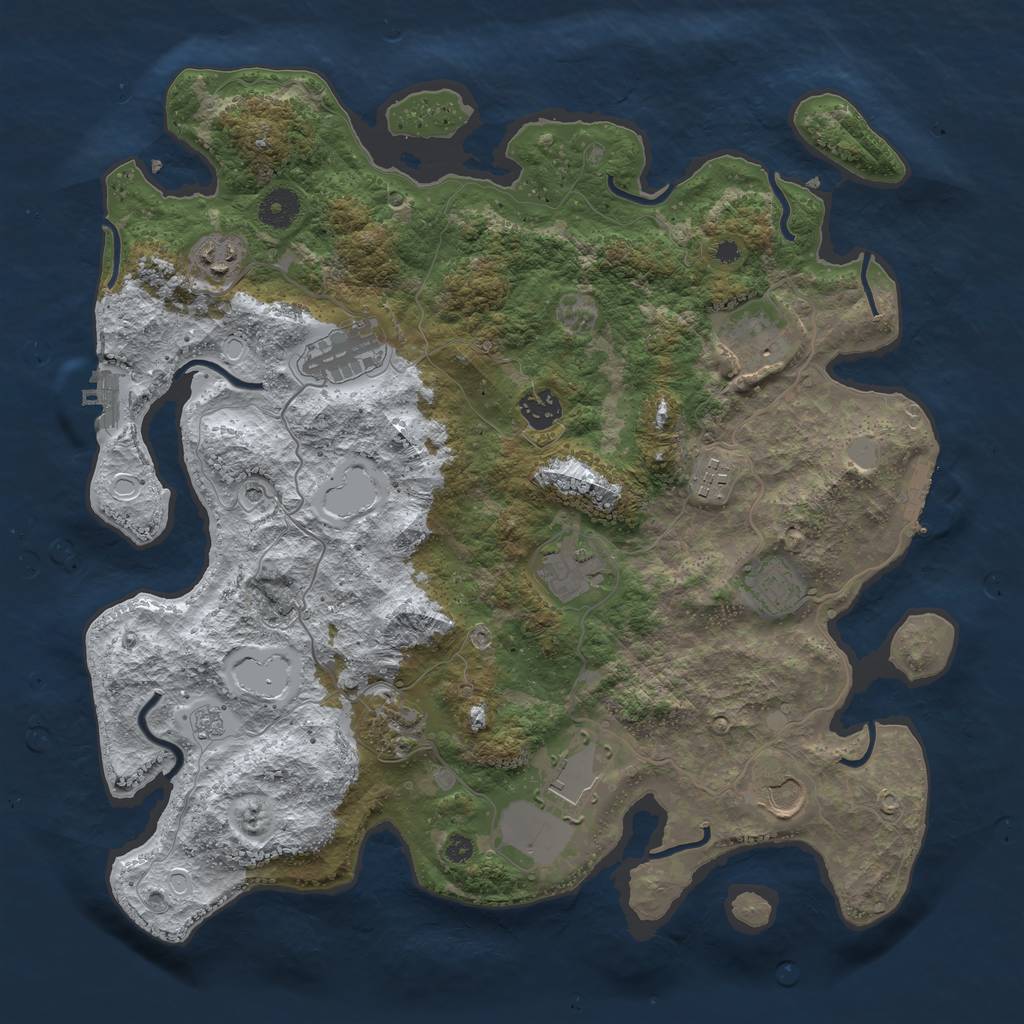 Rust Map: Procedural Map, Size: 3850, Seed: 1171039163, 19 Monuments