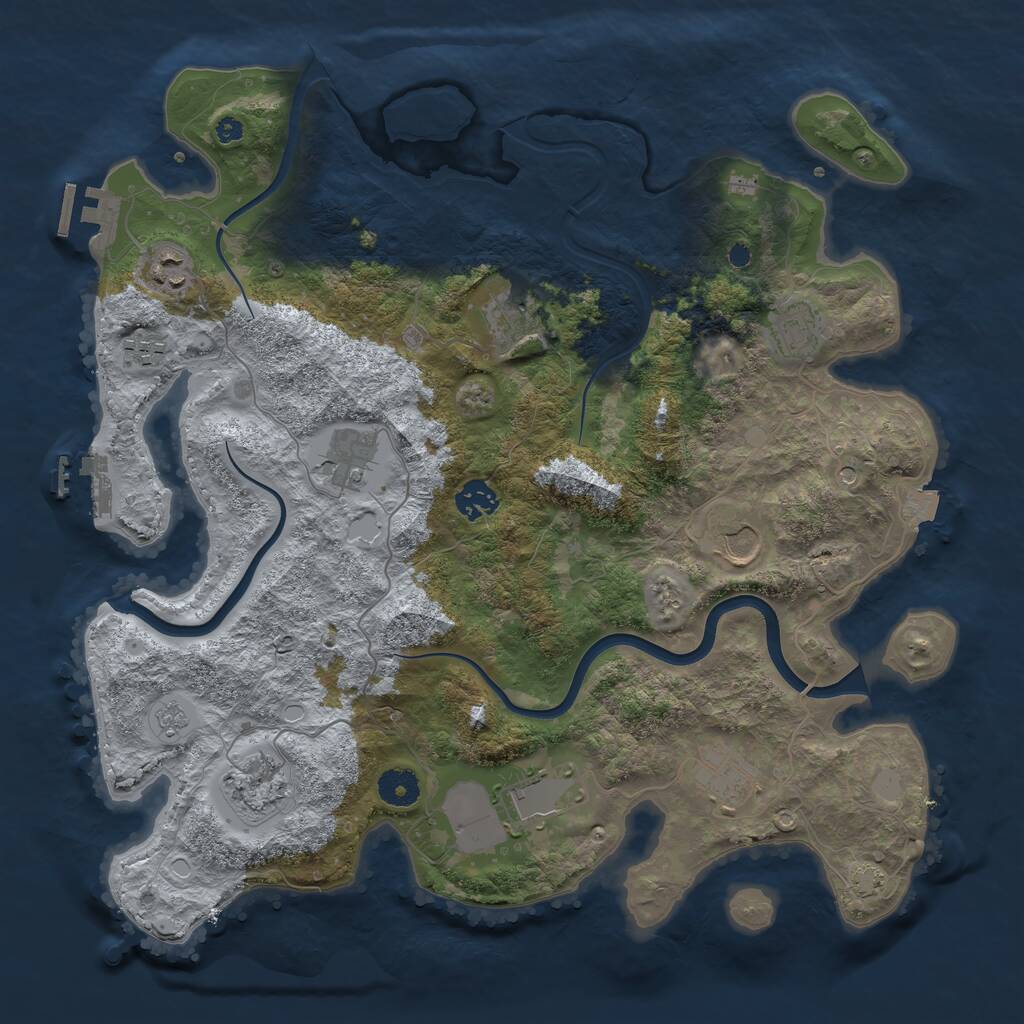 Rust Map: Procedural Map, Size: 3850, Seed: 1171039163, 16 Monuments
