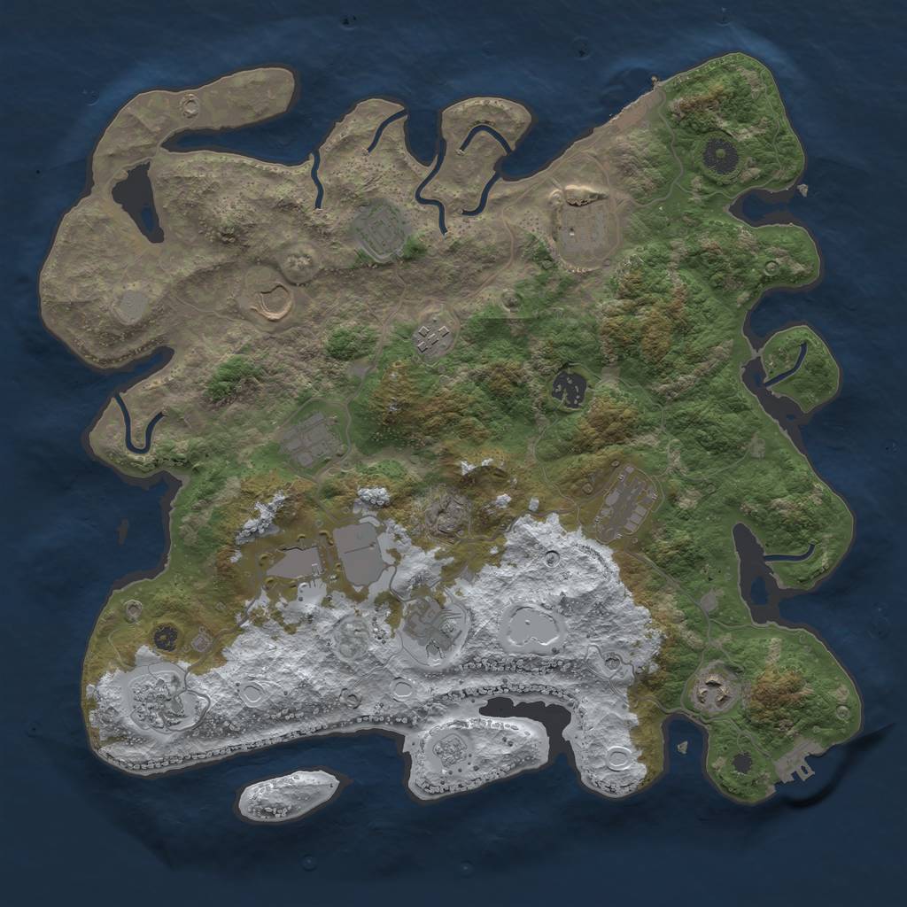 Rust Map: Procedural Map, Size: 3850, Seed: 1236478018, 20 Monuments