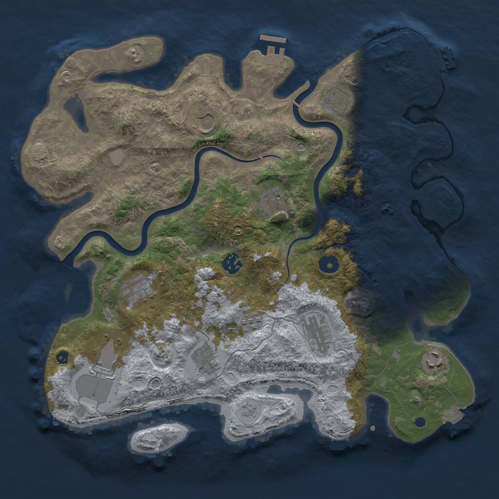 Rust Map: Procedural Map, Size: 3850, Seed: 1236478018, 16 Monuments