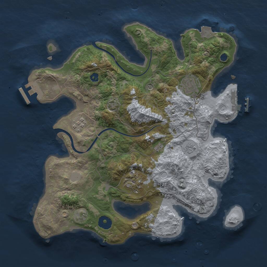 Rust Map: Procedural Map, Size: 3000, Seed: 2132009731, 9 Monuments