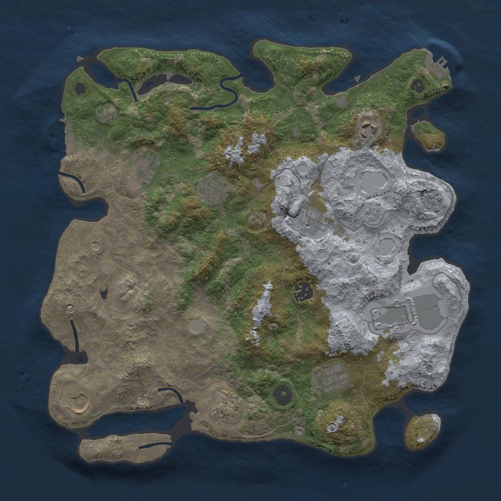Rust Map: Procedural Map, Size: 3850, Seed: 41393805, 19 Monuments
