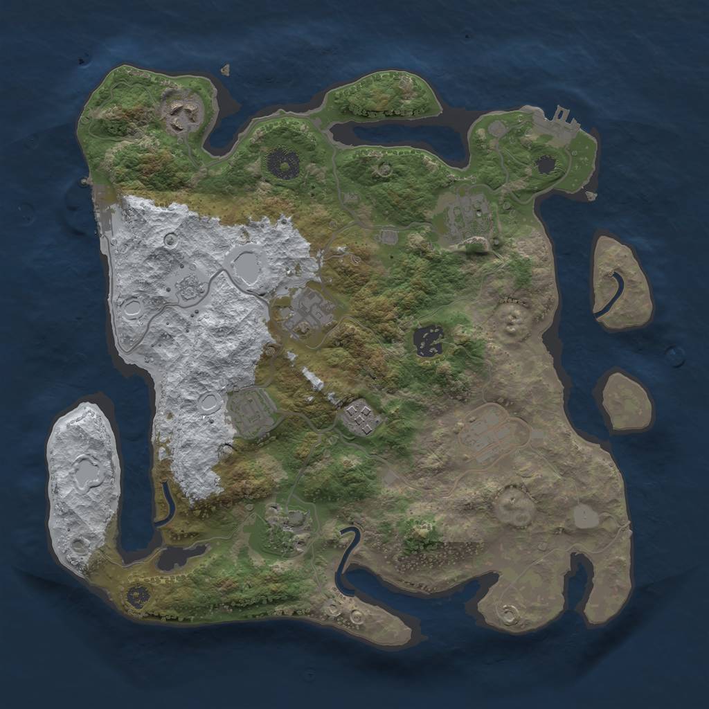 Rust Map: Procedural Map, Size: 3250, Seed: 1234040, 16 Monuments